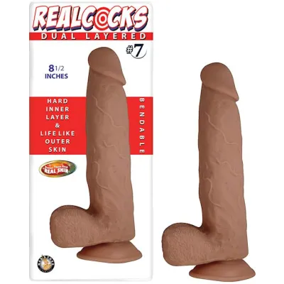 Nass Toys Dual Layered Dildo No 7 Tan 8 5 Inch