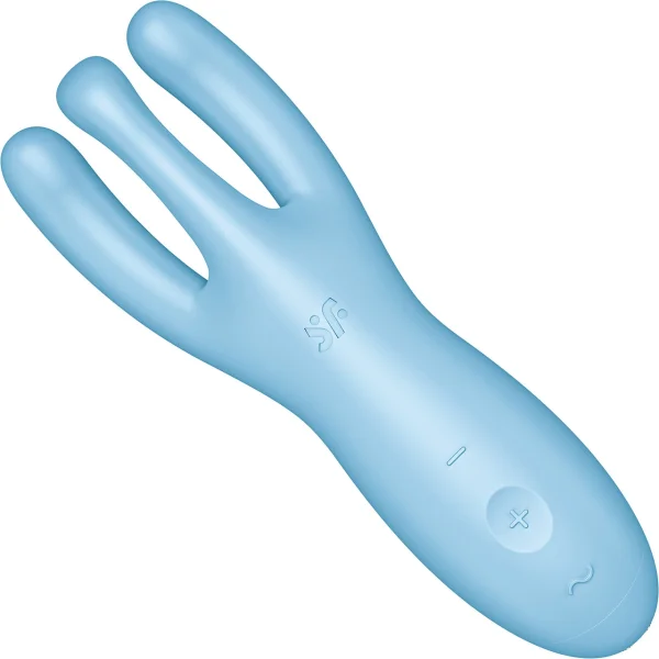 Satisfyer Threesome 4 Rechargeable Waterproof 12-Function App Enabled Dual Stimulation Vibrator - Blue