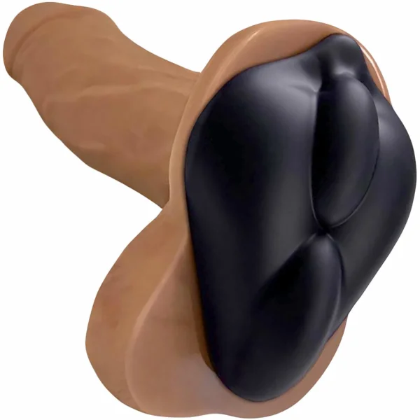 b.cush Soft Silicone Dildo Base for Harness Play - Black