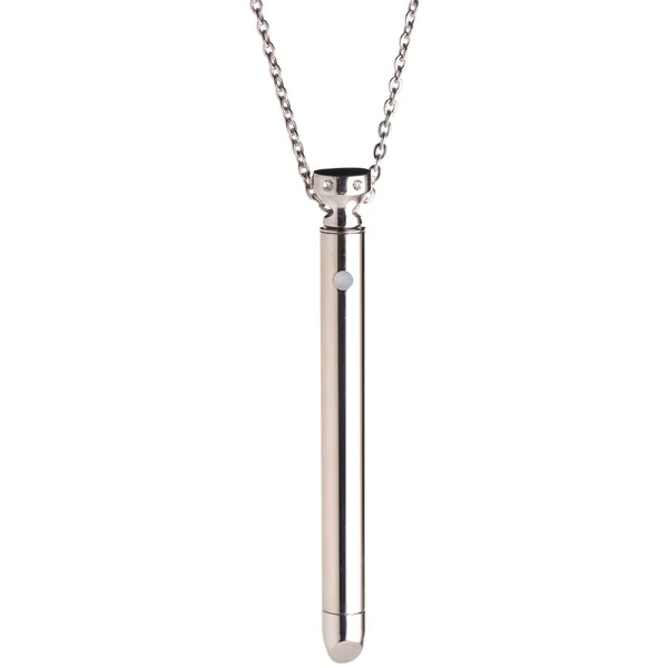 Charmed 7X Rechargeable Stainless Steel Vibrating Necklace - Silver