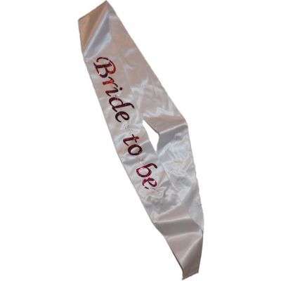 Flashing White Bride To Be Sash White