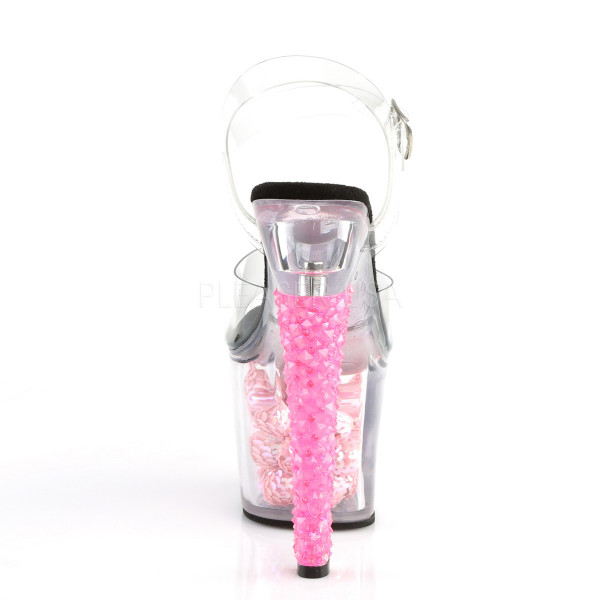 7 inches Heel, 3 1/4 inches PF Ankle Strap Sandal w/ UV Sequin Ball — image 4 of 8