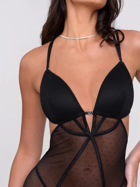 Lovehoney Secret Noir Sheer Spot Mesh Dress