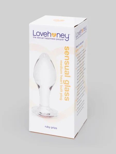 Lovehoney Sensual Glass Jeweled Heart Butt Plug 3 Inch