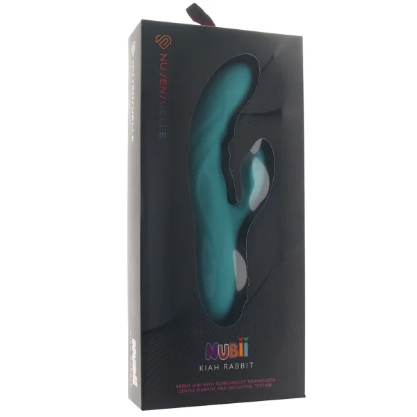 Nubii Kiah 17+3 Function Rabbit Rechargeable Silicone Dual Stim Vibrator By Nu Sensuelle - Blue