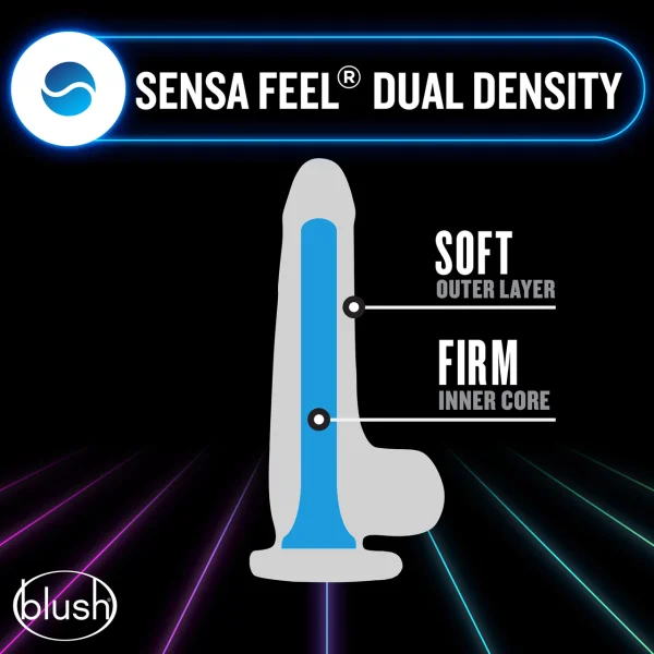 Blush Neo Elite GLOW in the Dark 7.5 Inch Silicone Dual Density Suction Cup Dildo