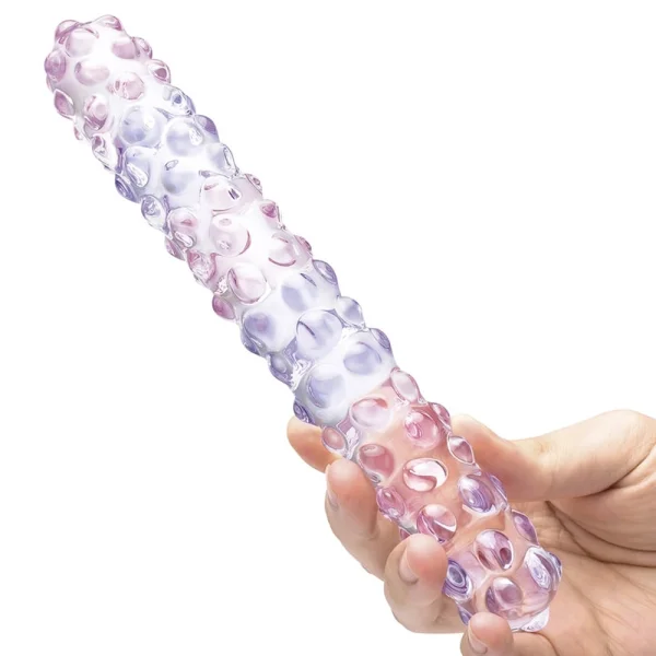 Glas 9-inch Purple Rose Nubby Dildo