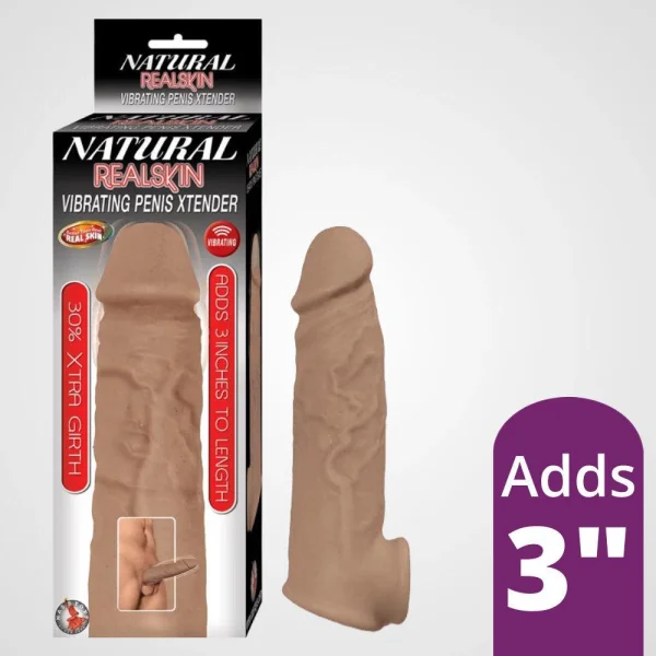 Natural Realskin Vibrating Penis Xtender - Brown