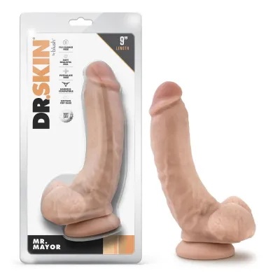 Dr Skin Mr Mayor 9 Inch Dildo With Balls Beige