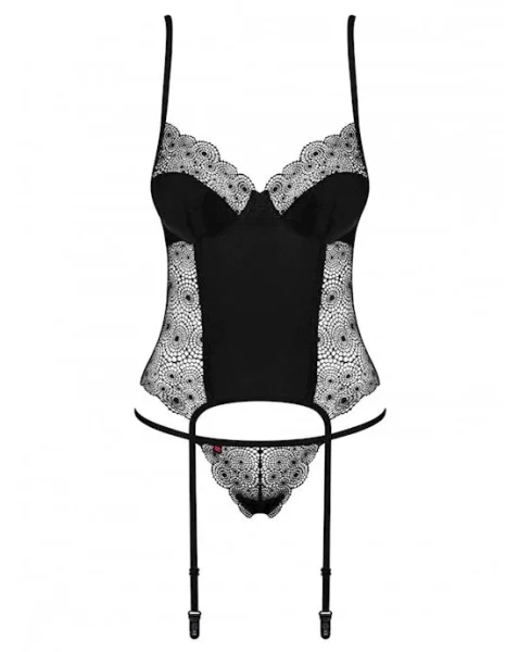 Obsessive Sharlotte - Corset And Thong  - Black - S/m