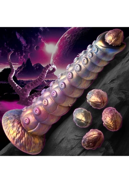 Deep Invader Tentacle 11.5" Silicone Ovipositor Dildo With Eggs By Creature Cocks