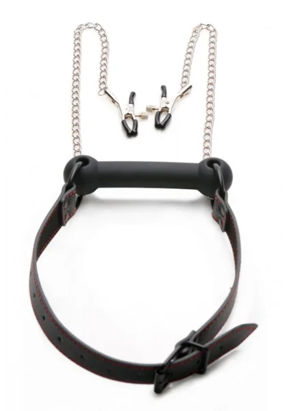 Strict Silicone Bit Gag and Nipple Clamps