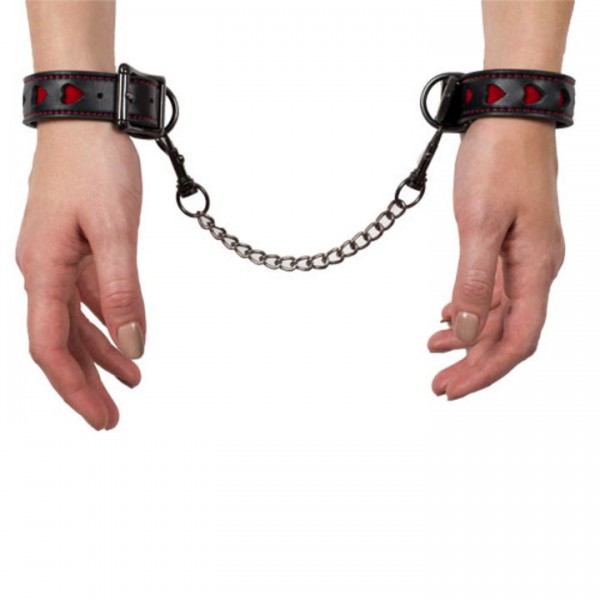 Bondara Faux Leather Heart Wrist Cuffs