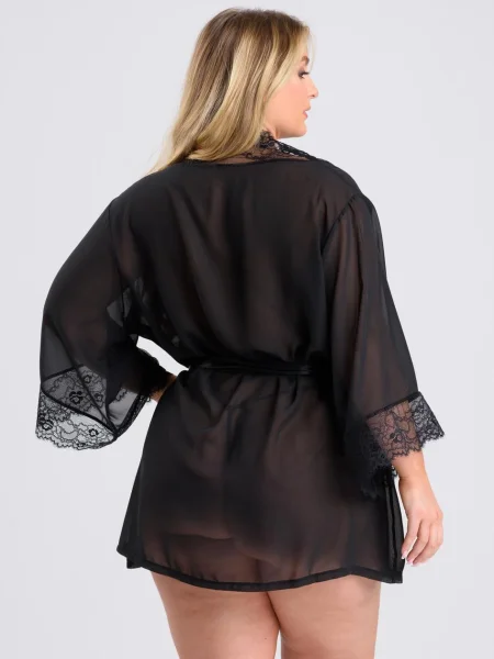 Lovehoney Plus Size Barely There Sheer Black Robe