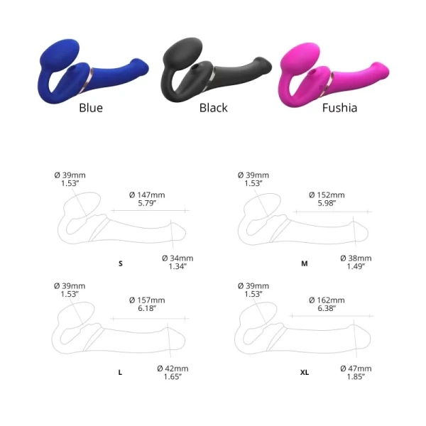 Strap-on-Me Multi Orgasm Silicone Vibrating 3 Motor Remote Strapless Strap-On, Large - Night Blue