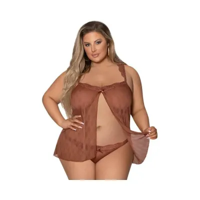Magic Silk Caramel Kiss Baby Doll Thong Carmel Queen Size