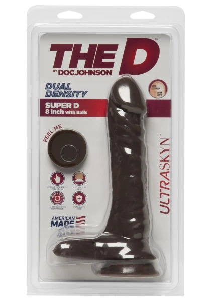 The D - Super D 8" Suction Cup Dildo by Doc Johnson - Chocolate