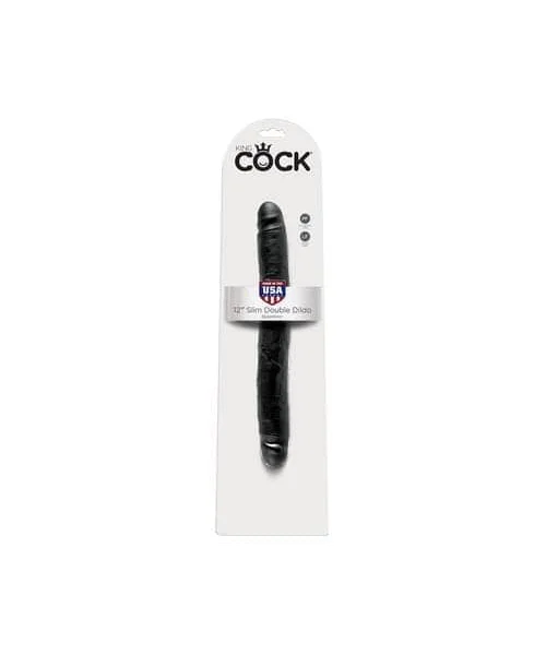 King Cock 12 Inch Slim Double Dildo Black