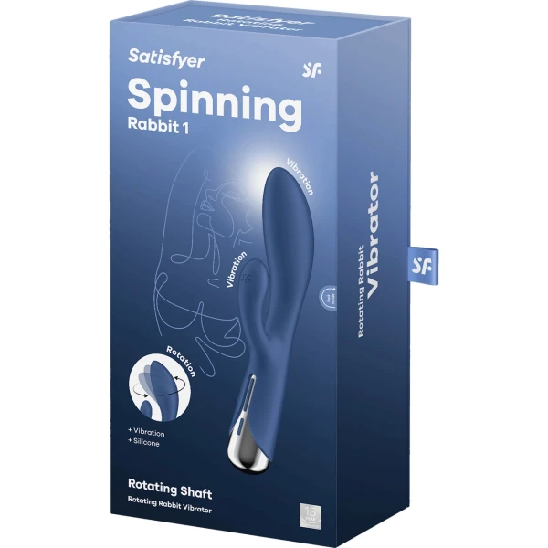 Satisfyer Spinning Rabbit 1 Rechargeable Waterproof Silicone Dual Stimulation Vibrator - Blue