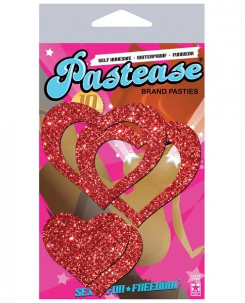 Pastease Glitter Peek A Boob Hearts Pasties Red — image 4 of 4