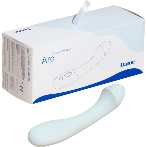 Arc Silicone Waterproof Rechargeable G-Spot Vibrator By Dame - Ice Blue