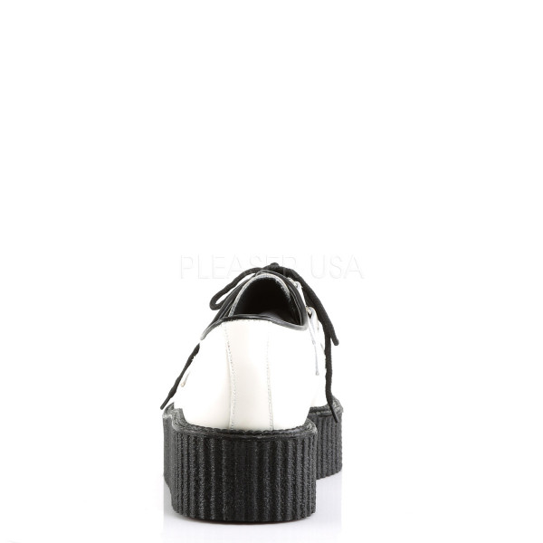 CREEPER-402 - 2" P/F Rockabilly Punk Goth Wht Leather Basic Creeper — image 4 of 4