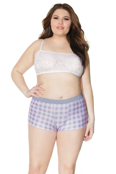 Unisex Pink & Grey Plaid Boxer Brief — image 7 of 8