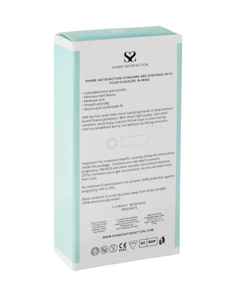 Share Satisfaction Mint Flavoured Condoms - 12 Pack - Mint