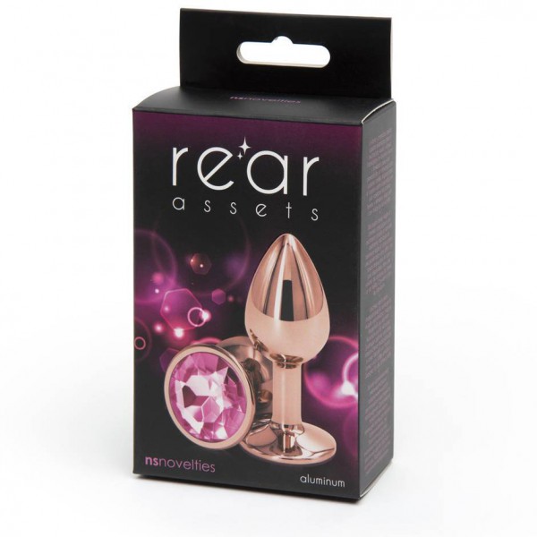 Rear Assets Small Jewelled Rose Gold Metal Butt Plug 1.75 Inch
