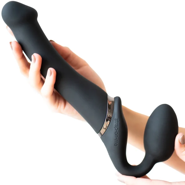 Strap-on-Me Silicone Vibrating Remote Control Strapless Strap-On - Large Black