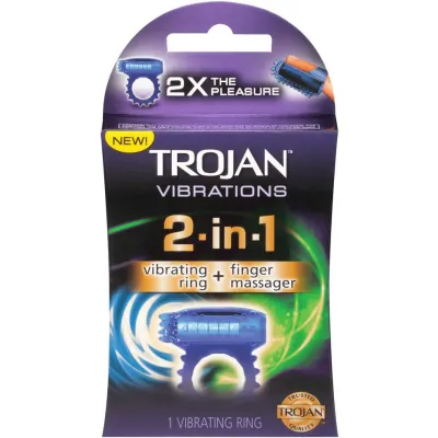 Trojan Vibrations 2 in 1 Vibrating Ring and Finger Massager