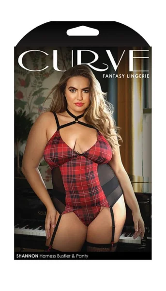 Plaid Adjustable Harness Bustier & Panty