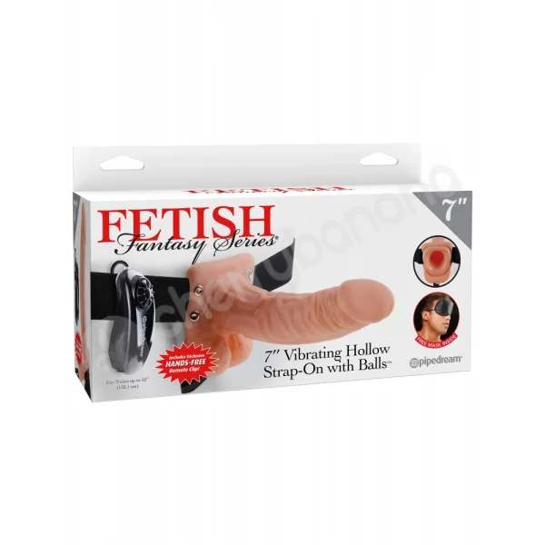 Fetish Fantasy Series Flesh 7'' Vibrating Hollow Strap-on With Balls