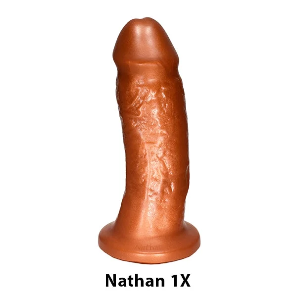 SquarePegToys® Nathan Harness SuperSoft Bronze Silicone Dildo with Suction Cup