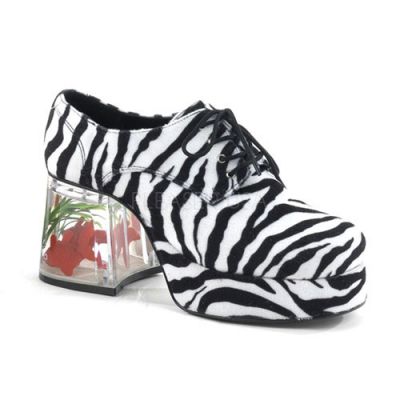 PIMP 02 Disco Zebra Fur Men s Platform W Floating Fish 3 1 2