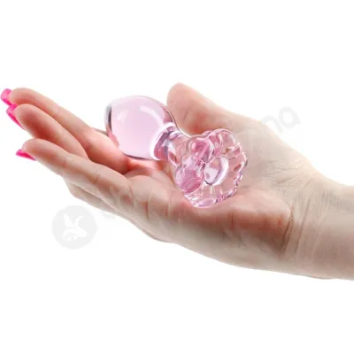 Crystal Flower Pink Glass 2 8 Butt Plug