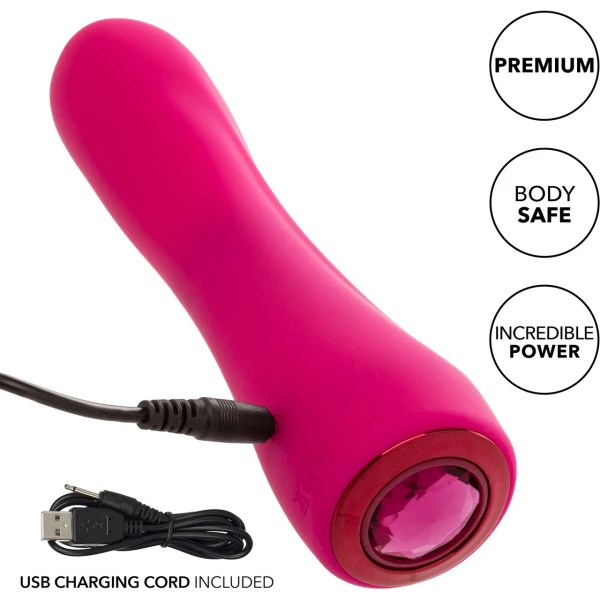 Gem Vibe Collection 7" Glider Rechargeable Waterproof Silicone G-Spot Vibrator By CalExotics - Pink