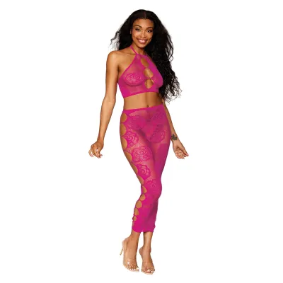 Bralette and Long Skirt One Size Beet