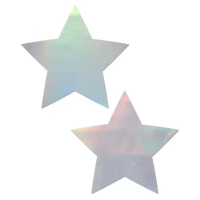 Pastease Holographic Star Silver Pasties O S
