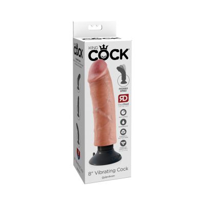 King Cock 8 inches Vibrating Dildo Beige