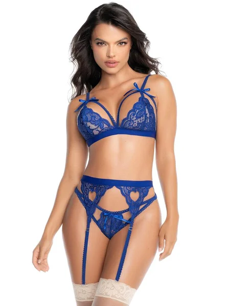 Mapale by Espiral Wild Love Royal Blue Bra with Garter Belt & Thong — image 16 of 16