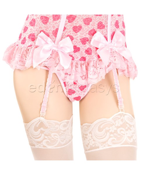 Heart print bustier and g-string