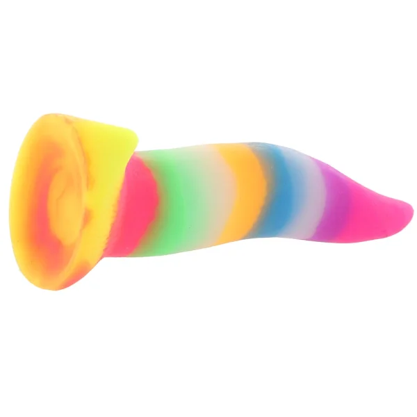 Unicorn Tongue Rainbow Glow In The Dark 7.4" Silicone Suction Cup Dildo By Creature Cocks
