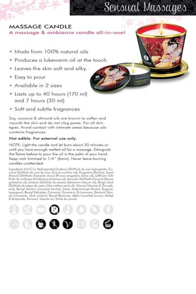 Shunga Soy Based Massage Candle - Vanilla Fetish