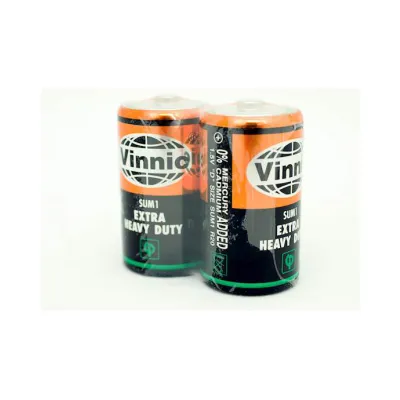 Vinnic Green 2 Pack Heavy Duty Batteries Black D