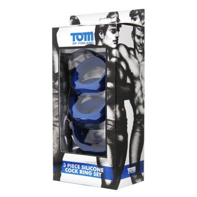 3 Piece Silicone Cock Ring Set Blue