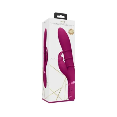Rabbit Vibrators Vive Sora Rechargeable Silicone G spot Rabbit Vibrator With Up Down Stimulating Rings Pink