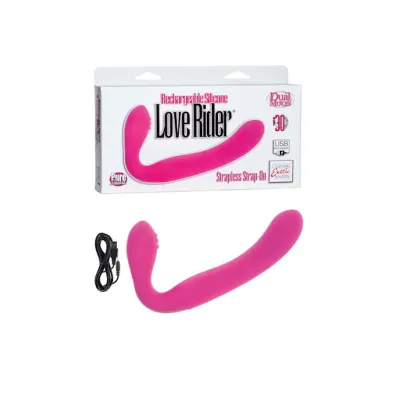 Rechargeable Silicone Love Rider Strapless Strap on Pink