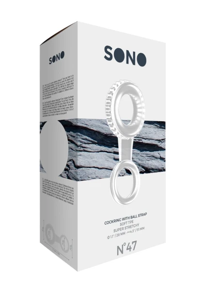 Sono No.47 - Cockring with Ball Strap - Translucent