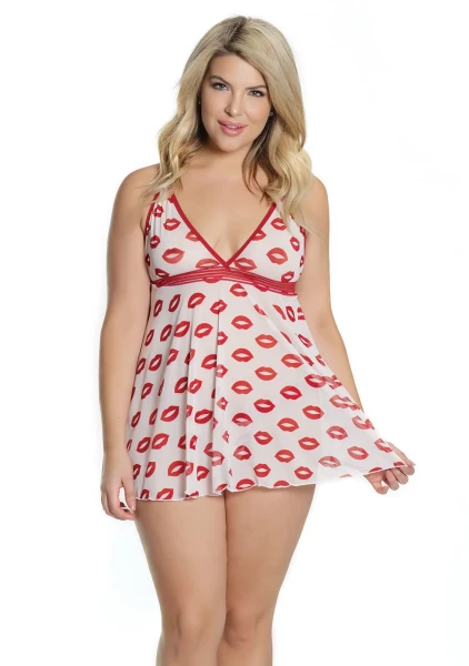Kisses Babydoll and Thong Set - Queen Size — image 4 of 6